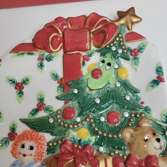 Fitz And Floyd Wee Christmas Tree Canape Plate Teddy Bear Doll Decor Vintage - Picture 5 of 7